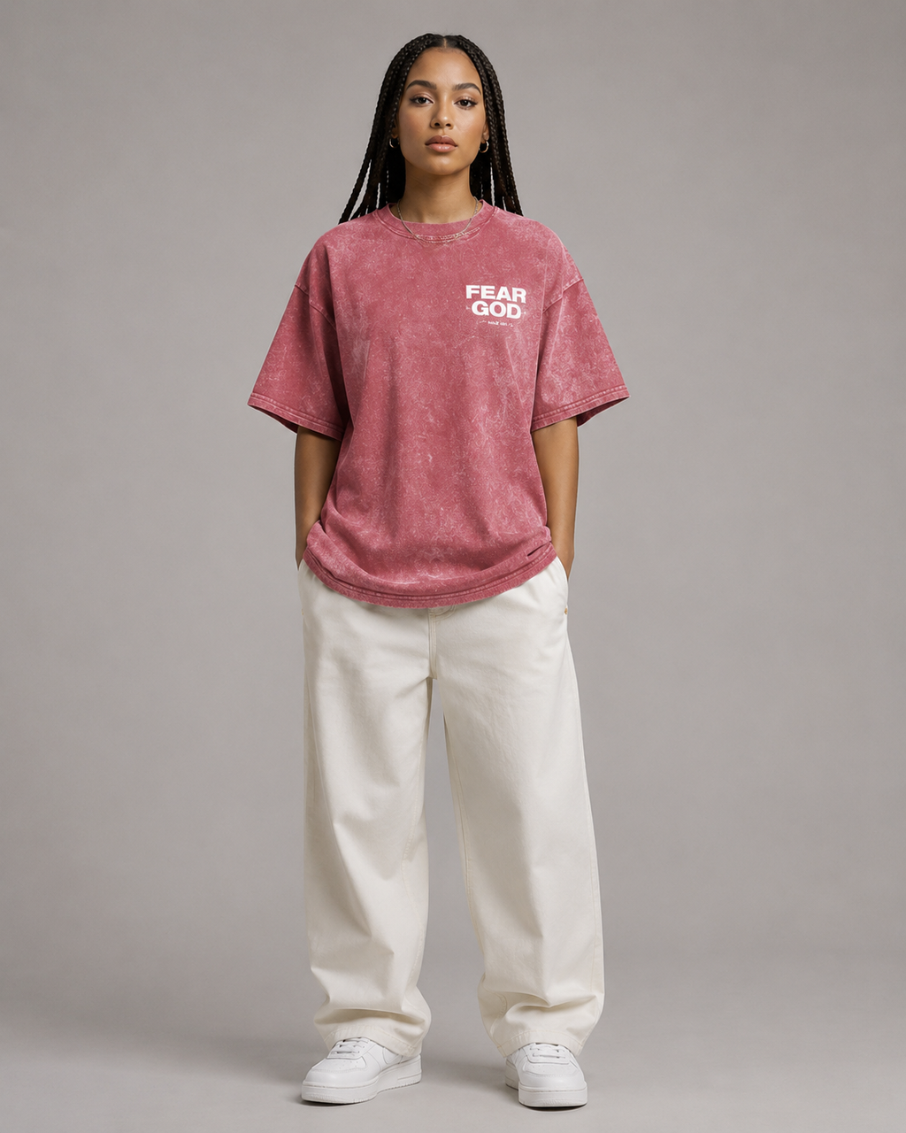 Fear God Tee Pink Front