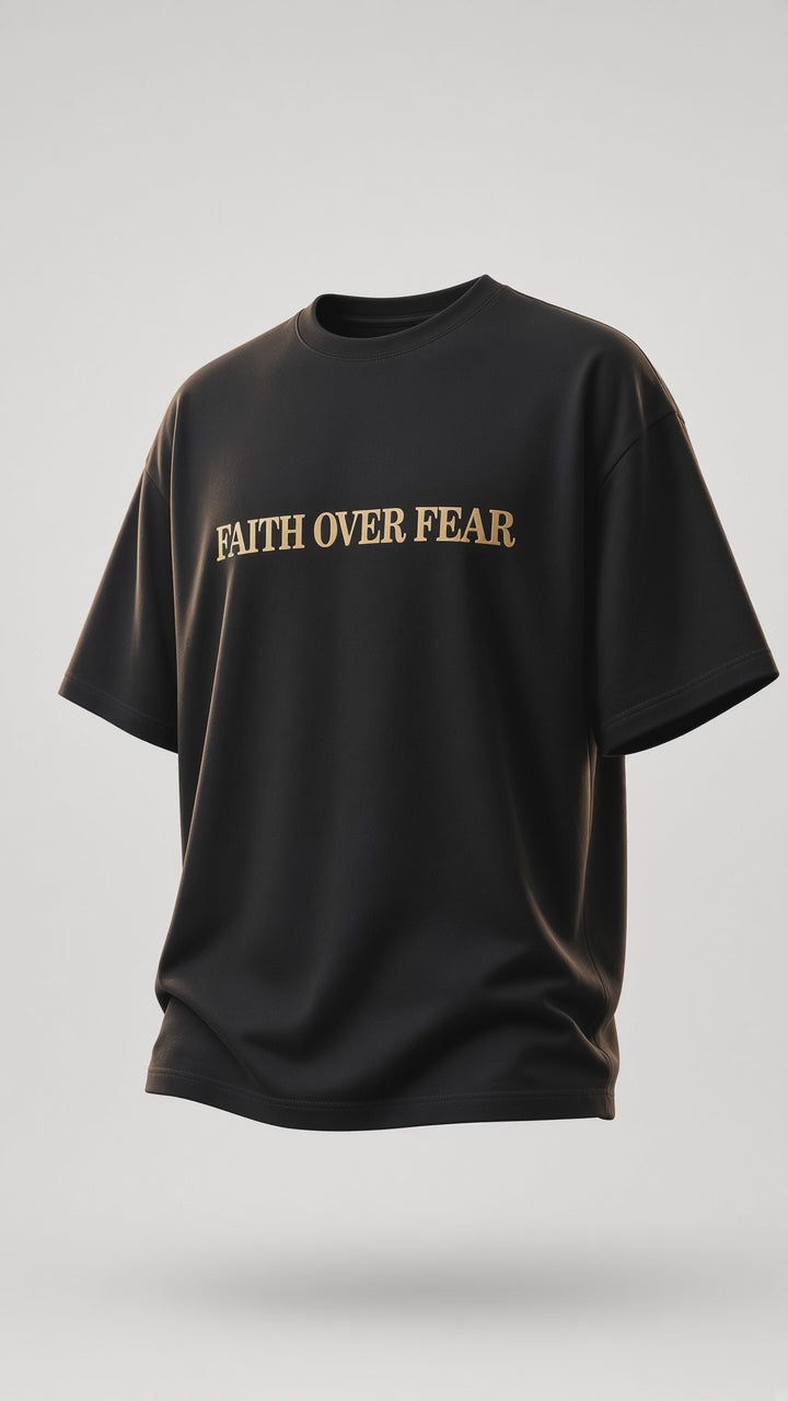 Faith Over Fear black tee front-spin